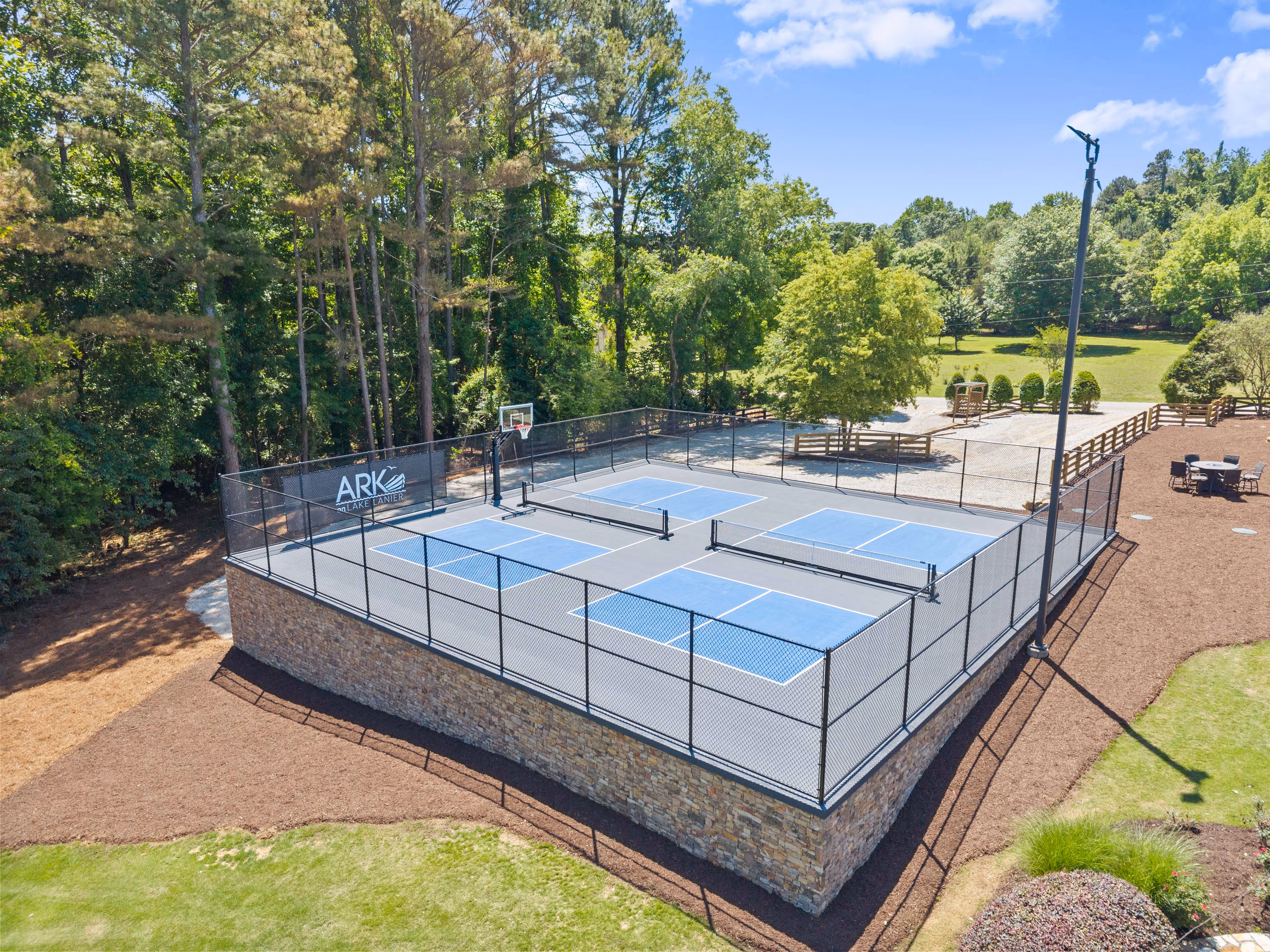 pickleball and basketball court at North Georgia luxury lake house rental Ark on Lake Lanier