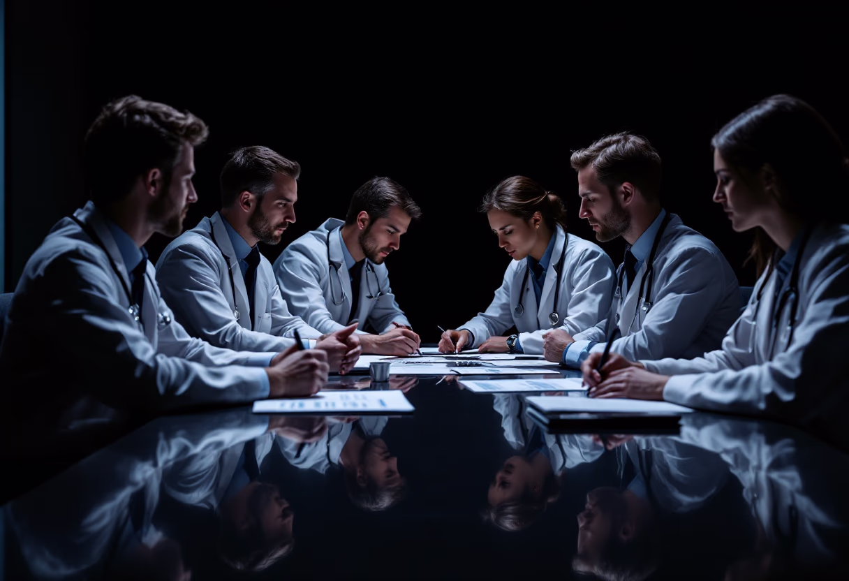 image of a team meeting (for a medical clinic)