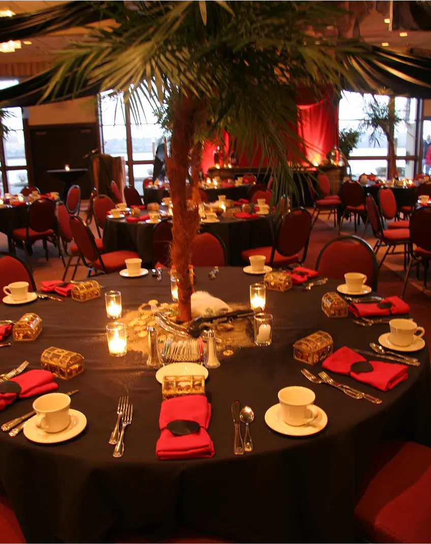 Table Setting for Pirate Theme Holiday Party