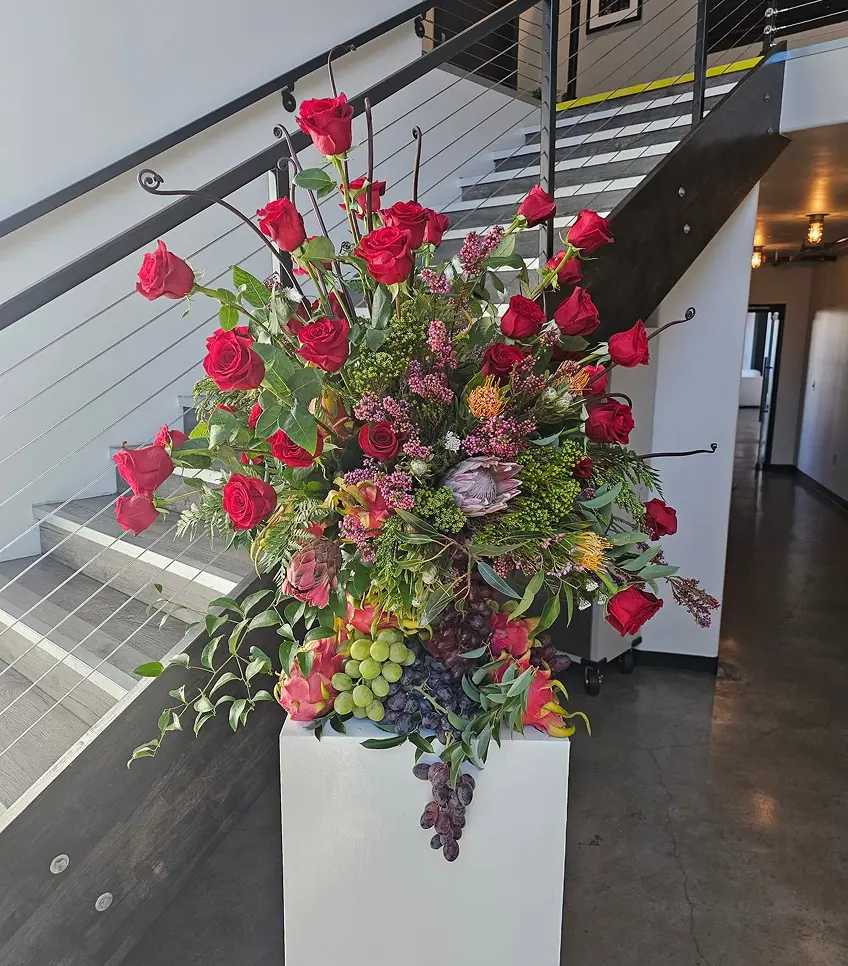 Entry Floral for Client Appreciation Event at Hanger 21, Fullerton, CA