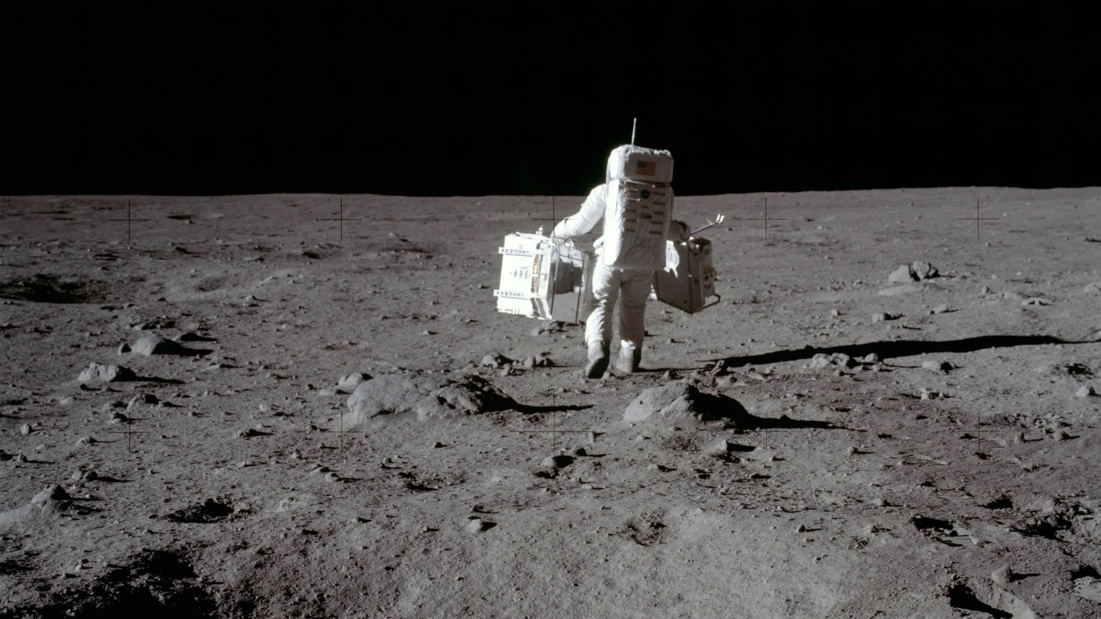 An astronaut running on the moon