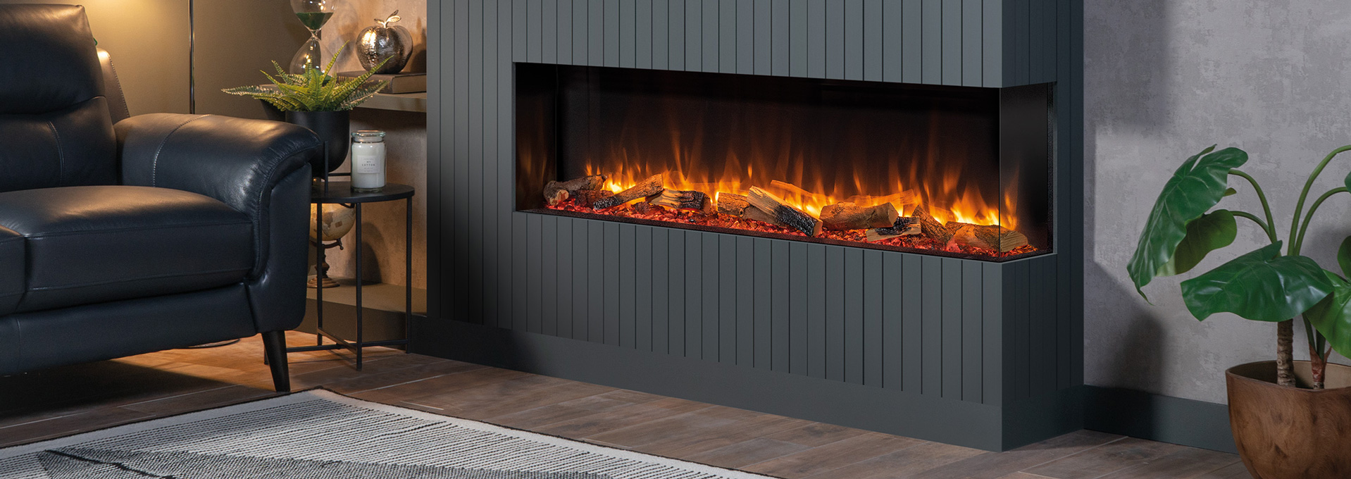 E150 Electric Fireplace in a living room.