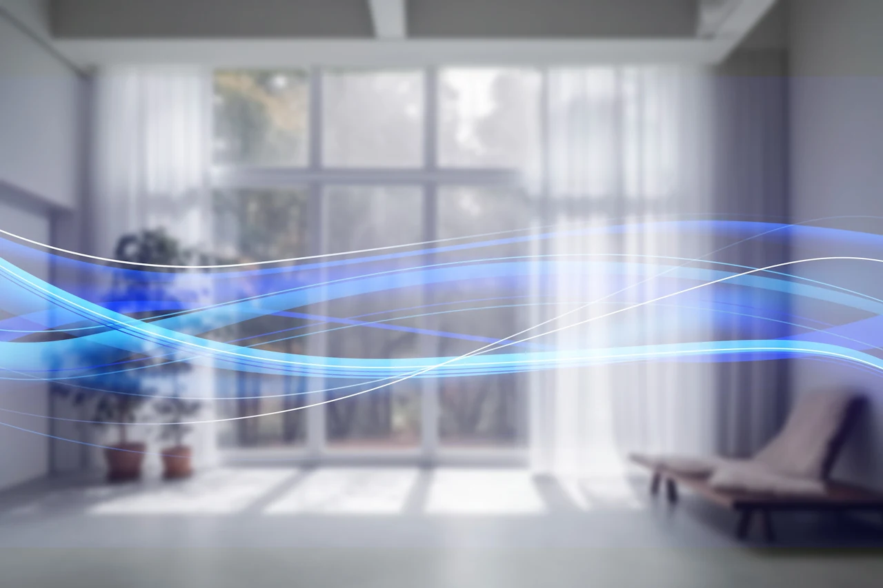 A flow of clean air moving through a home.