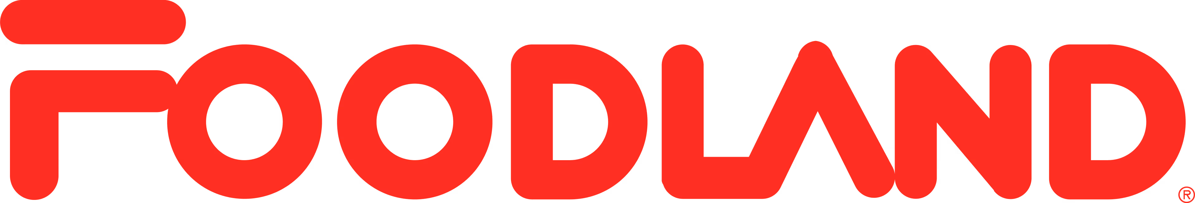 Foodland brand logo in bold red letters.