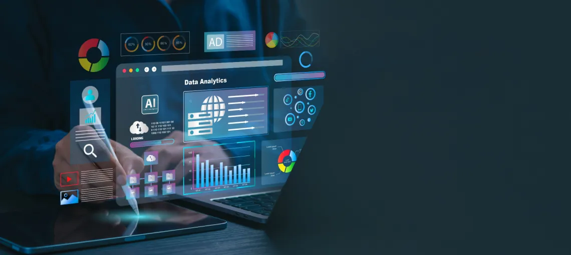 Property manager analyzing real estate data dashboard