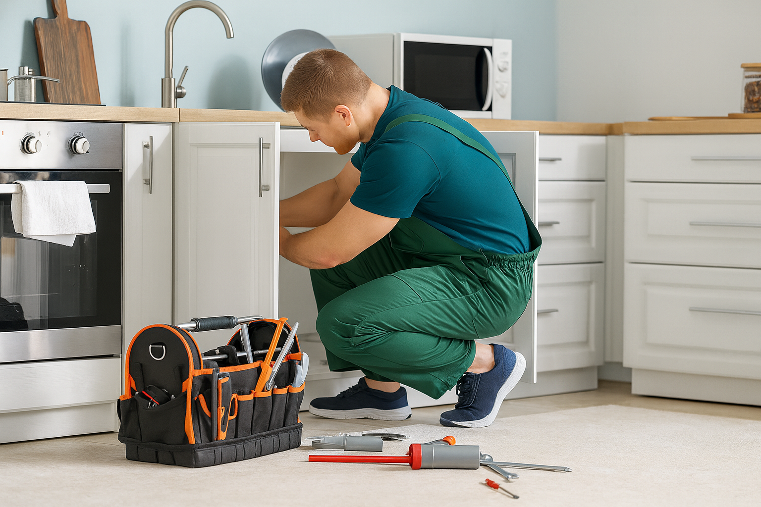 Property management team conducting apartment inspection
