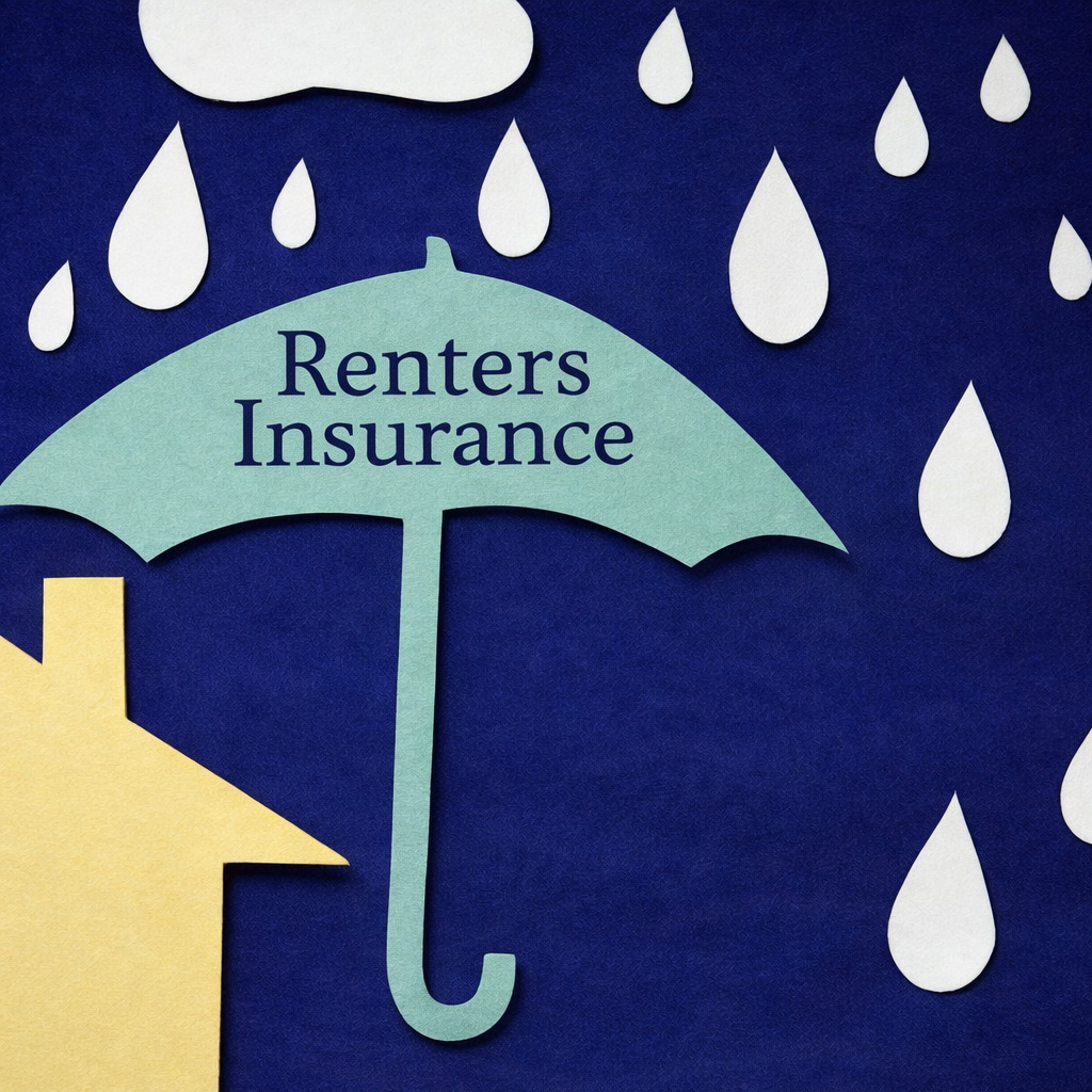 Tenant reviewing renters insurance policy in rental apartment