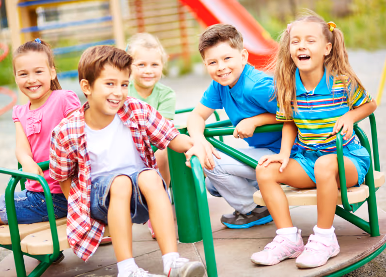 A group of kids on the playground.