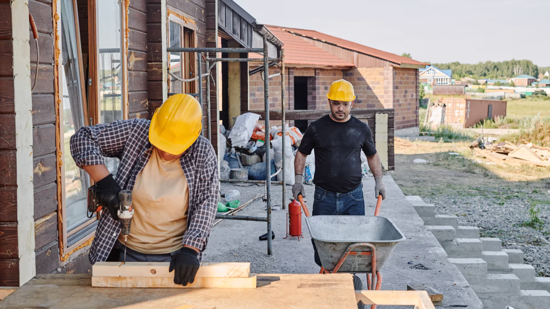 construction workers working on a job-site renovating a home