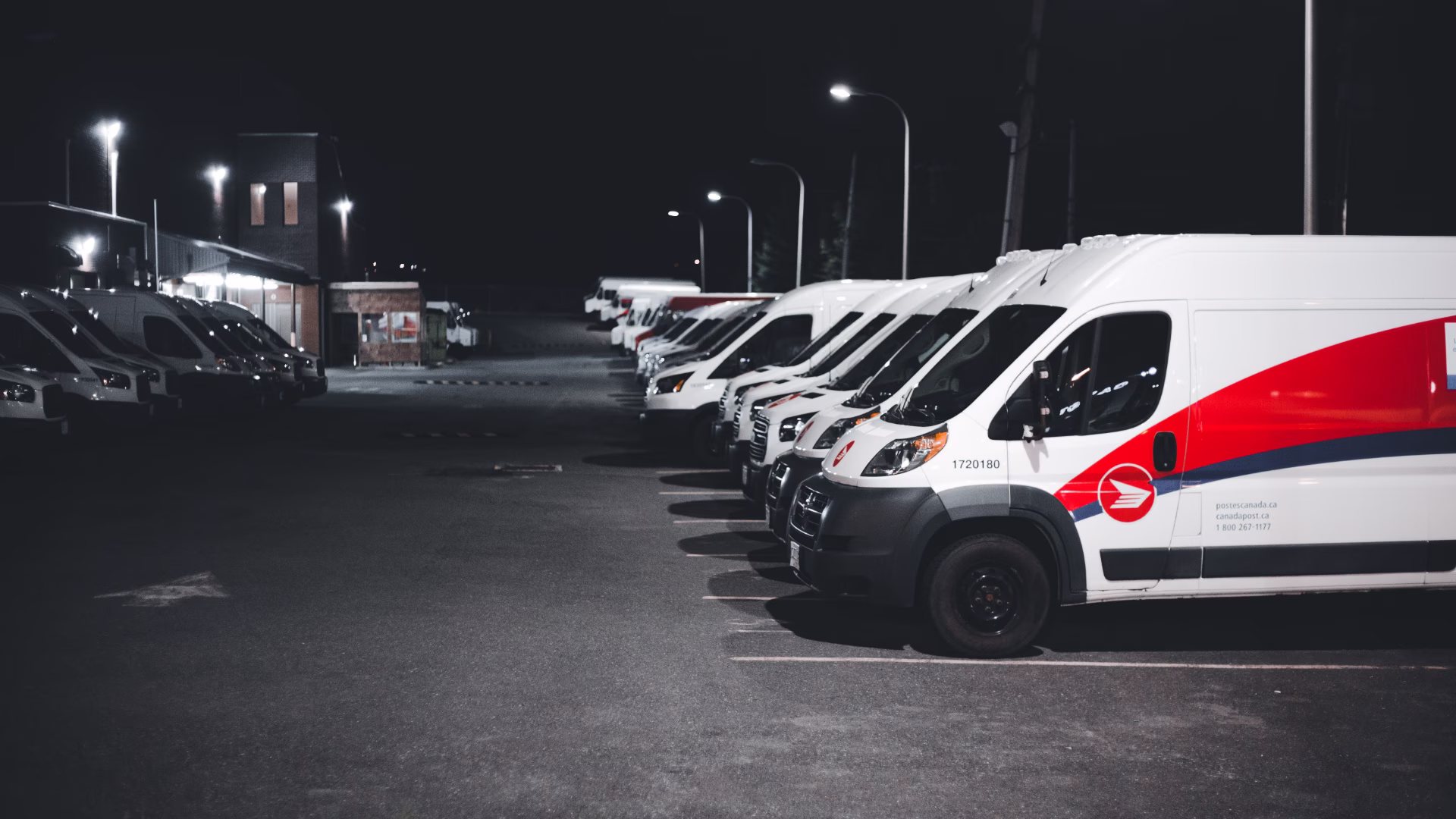 Fleet of maintenance truck in a lot