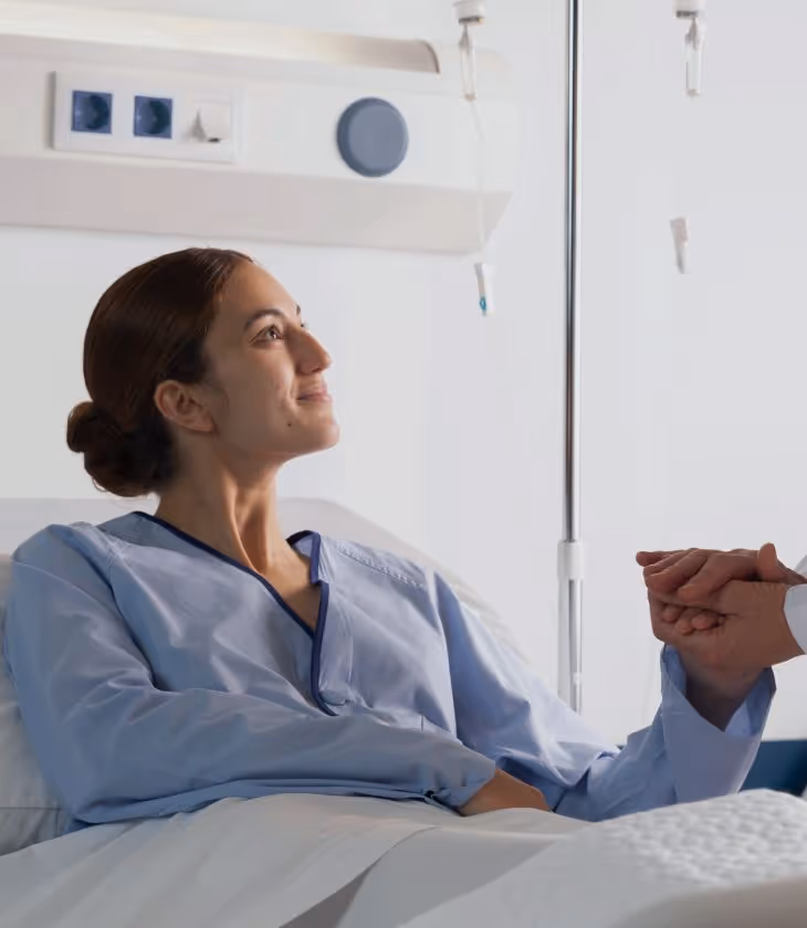 Patient being prepped for minimally invasive surgery for adenomyosis removal to protect fertility