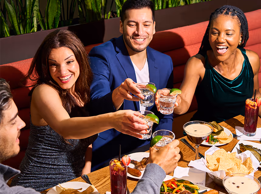 Friends celebrating.