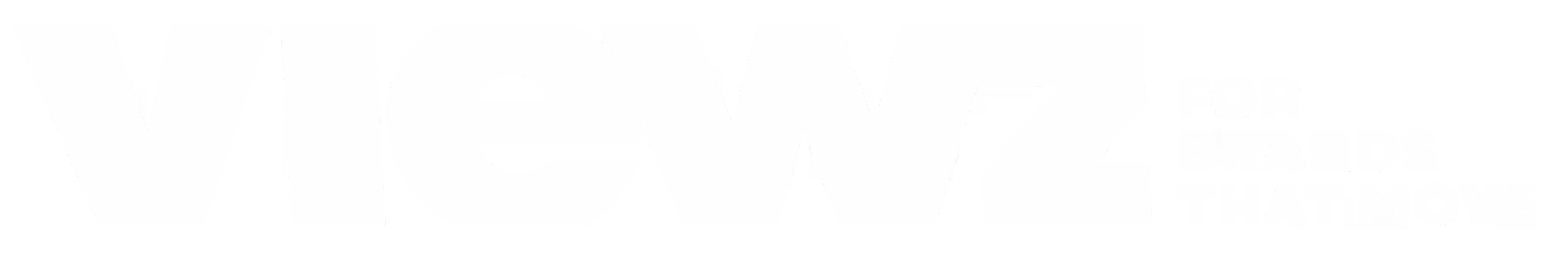 Viewz logo with the tagline For Brands That Move in bold white text on a black background.