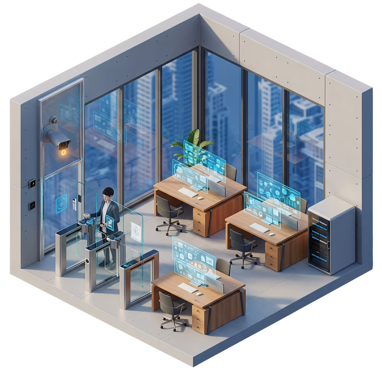 Escena de una oficina inteligente