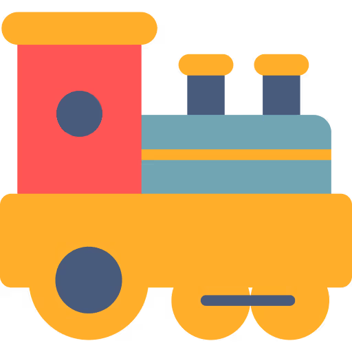 Montessori-style colorful toy train illustration at OC Toddler School and Daycare