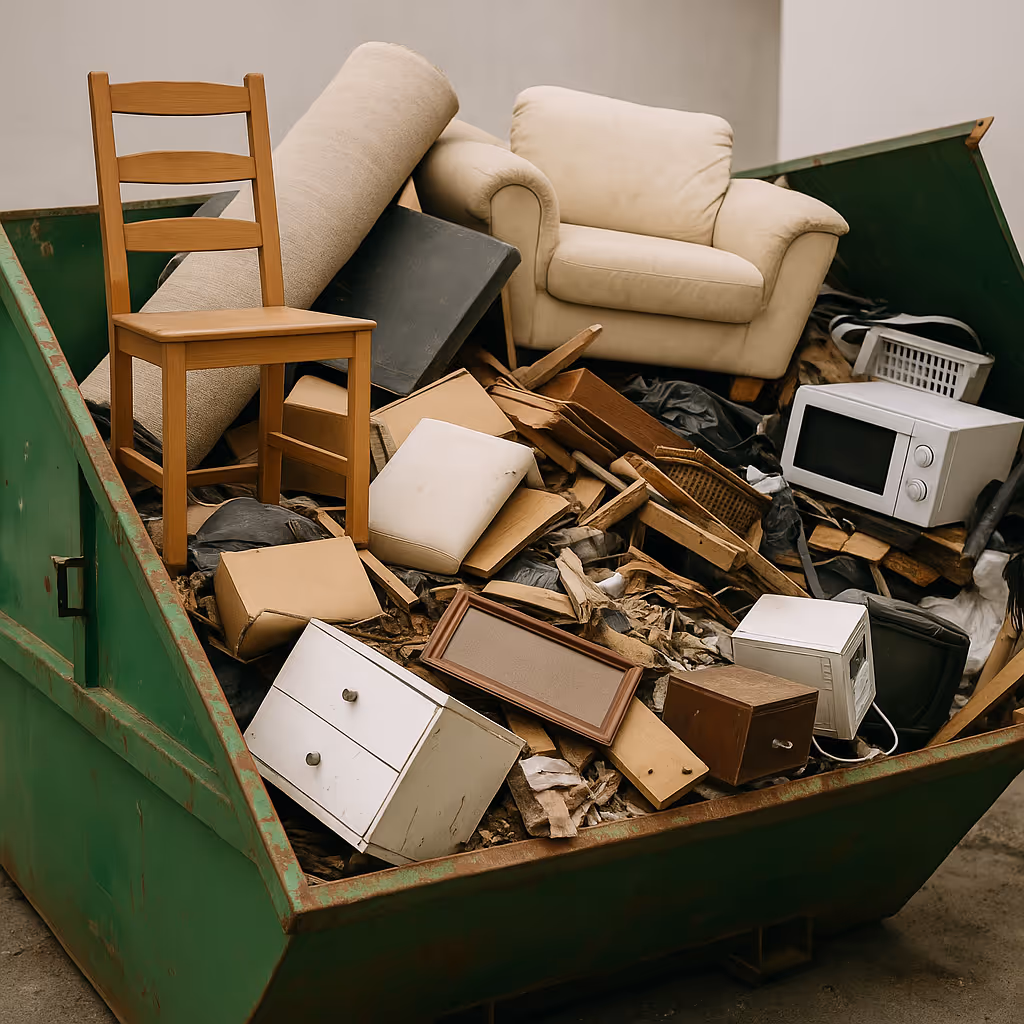 Ein Container gefüllt mit zu entsorgendem Müll