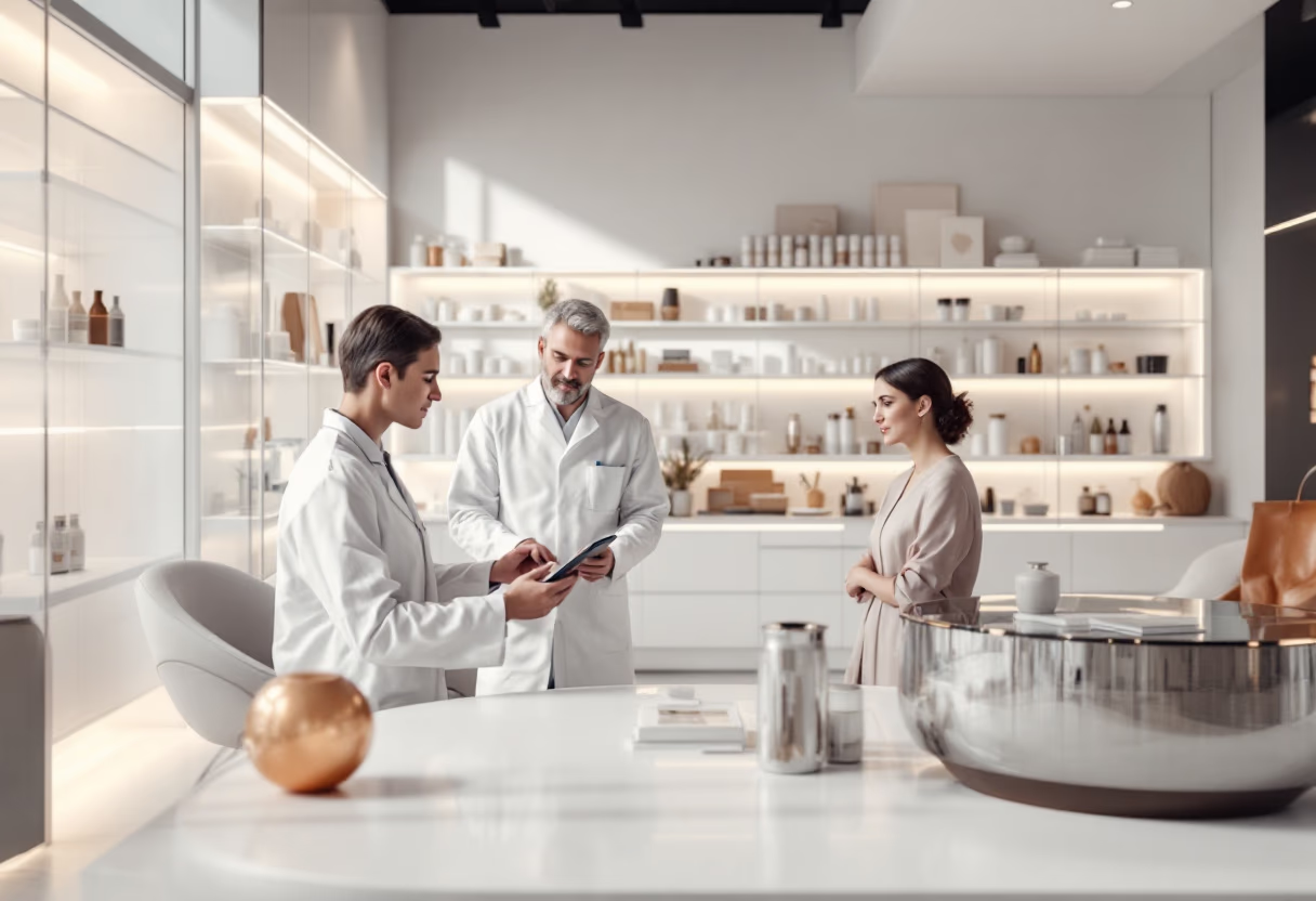 image of pharmacist consulting with a customer