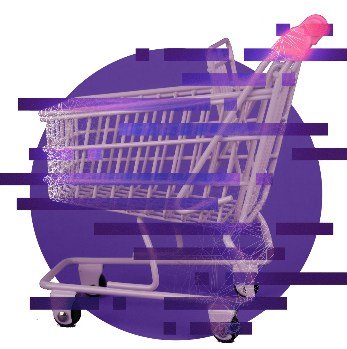Shopping trolley with heatmapping or eye tracking overlay