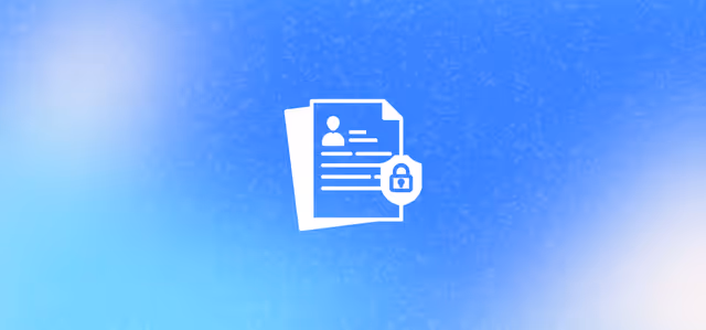 Documents with a lock icon on blue background, symbolizing AI best practices for handling sensitive information.