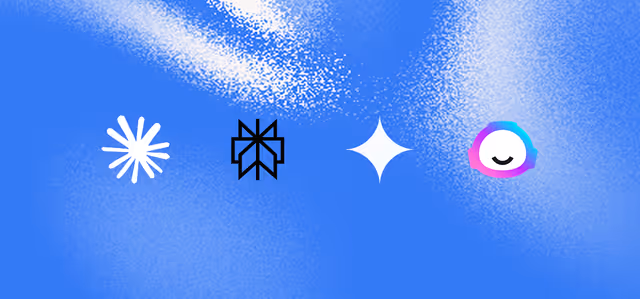 Logos of enterprise AI tools on a blue background, symbolizing ChatGPT alternatives balancing innovation and security