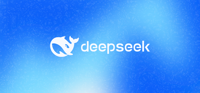 DeepSeek AI logo with whale icon on a blue gradient background, representing AI model risks and insights.