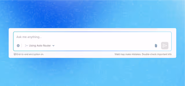 AI chat interface with auto router and end-to-end encryption enabled for secure prompt writing.