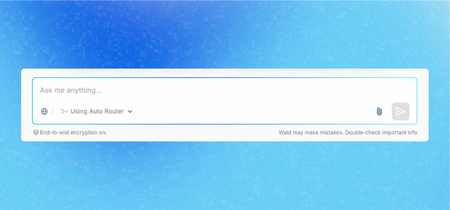 AI chat interface with auto router and end-to-end encryption enabled for secure prompt writing.
