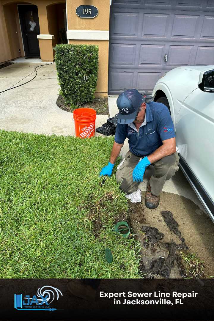 plumber repairing a sewer line