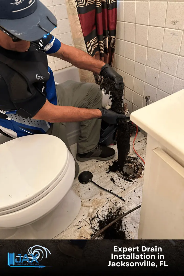 plumber installing a drain