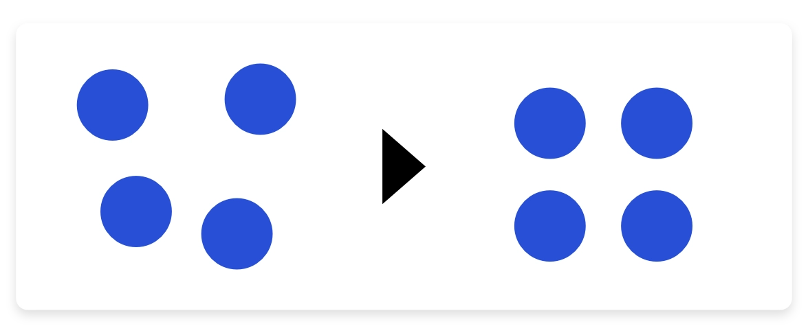 Illustration des Chunking-Prinzips, bei dem ein langer Text in mehrere gut erkennbare Informationsblöcke aufgeteilt wird