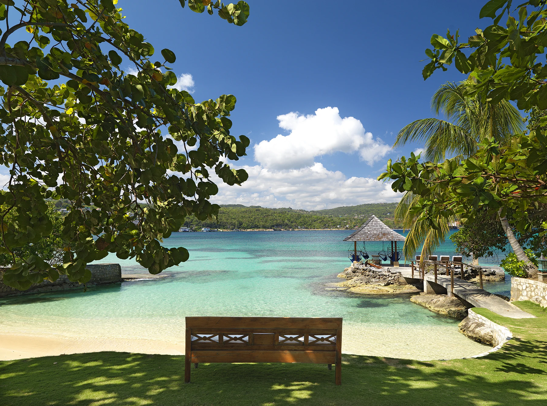 Wooden bench overlooking the ocean