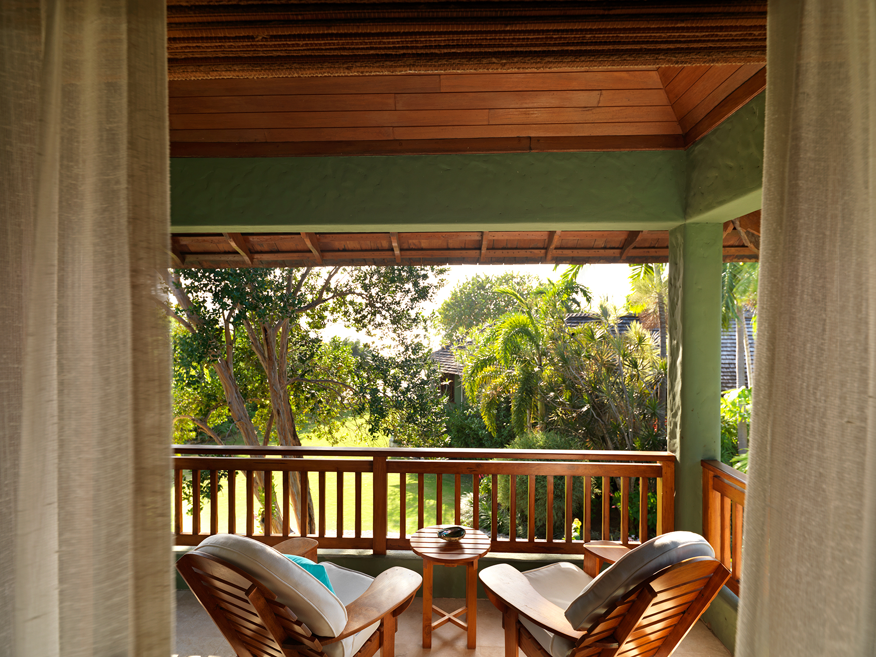 A porch overlooking the grounds