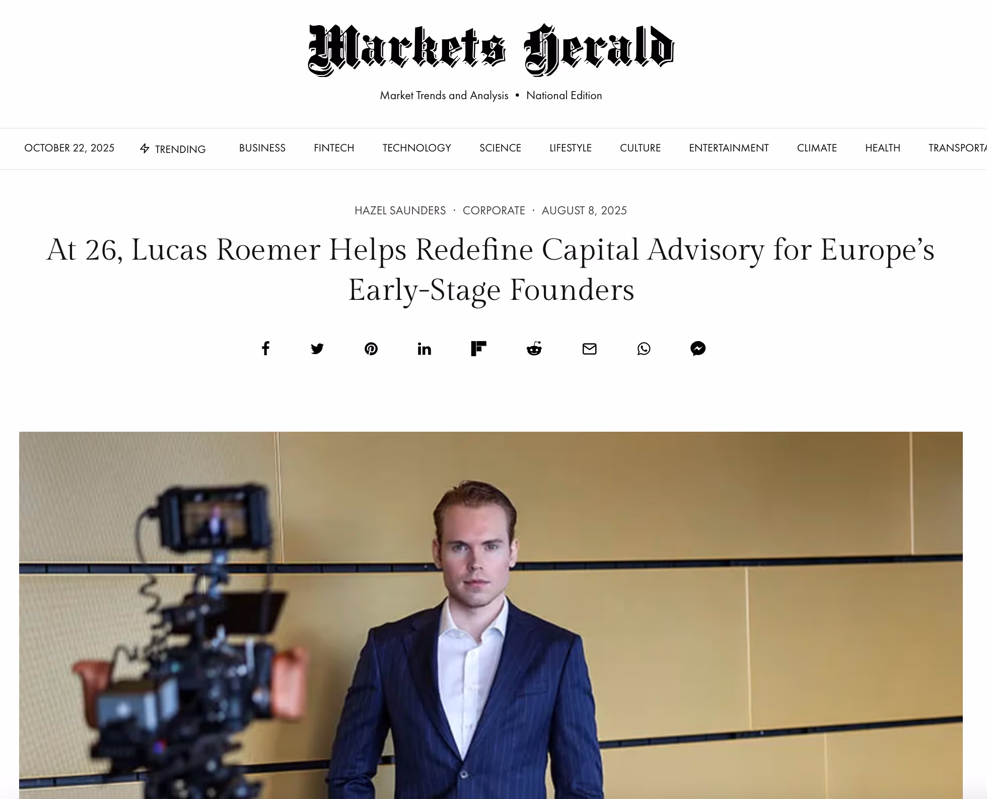 With 26 years helps Lucas Roemer dabei, the capital consulting for europas gründers in the early phase new define