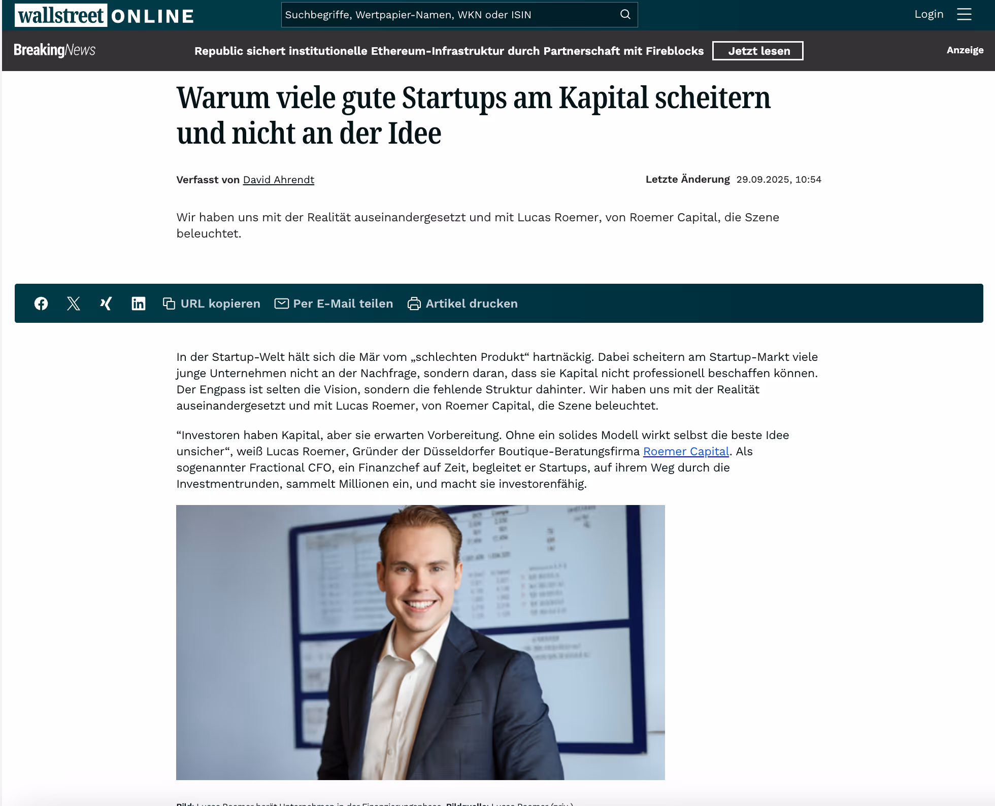 Warum viele vielversprechende Startups eher am fehlenden Kapital als an ihrem Konzept scheitern