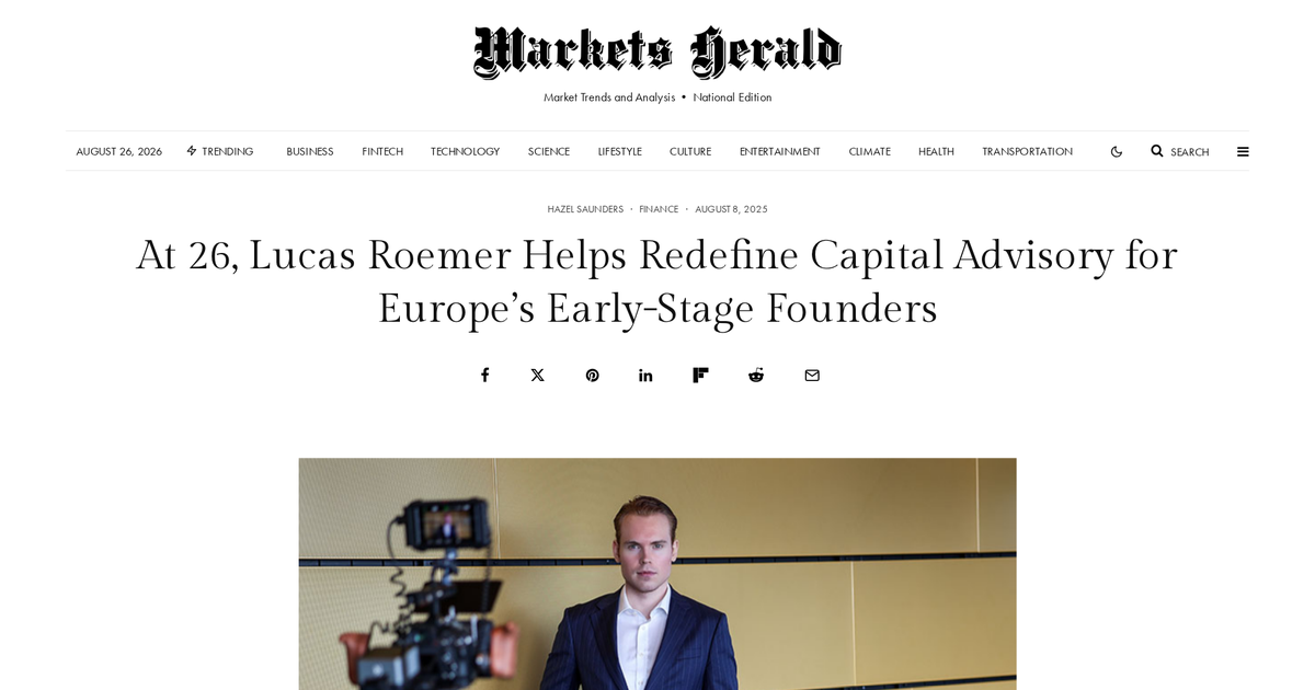 With 26 years helps Lucas Roemer dabei, the capital consulting for europas gründers in the early phase new define