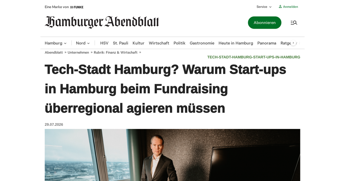 Hamburger Abendblatt: Roemer Capital Strengthens Startup Funding in Hamburg