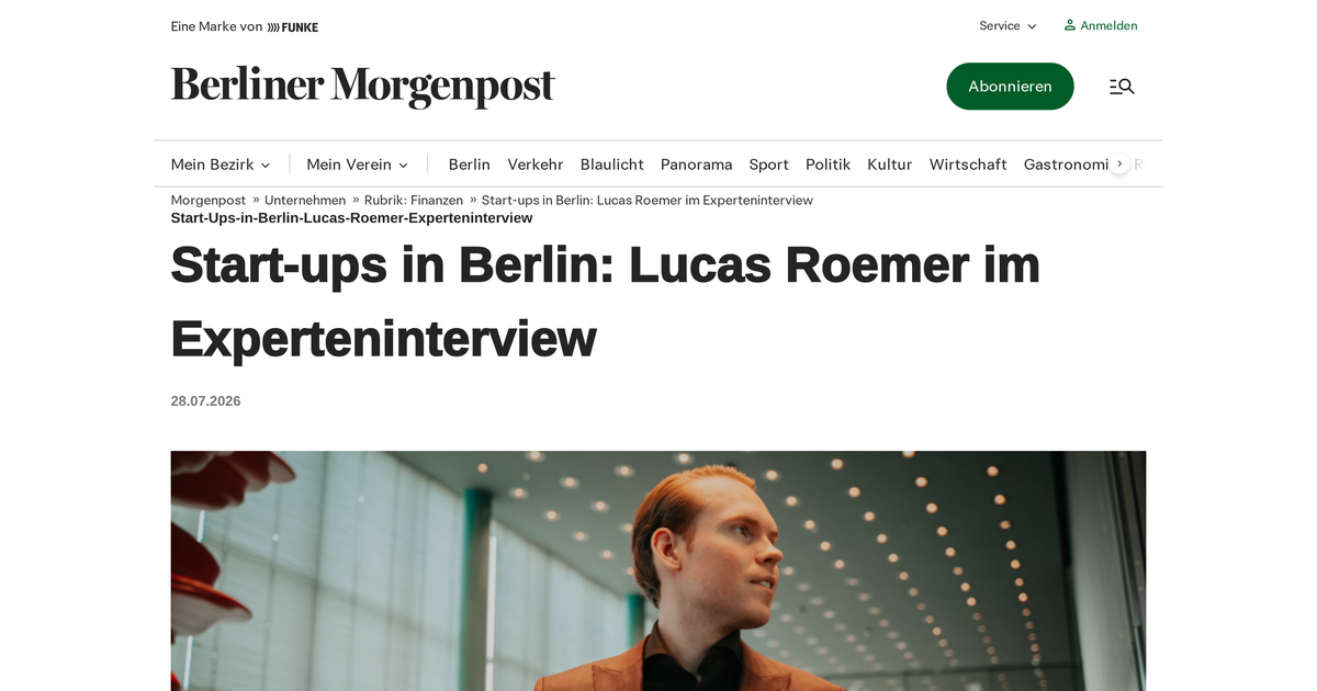 Morgenpost: Roemer Capital Strengthens Startup Funding in Berlin