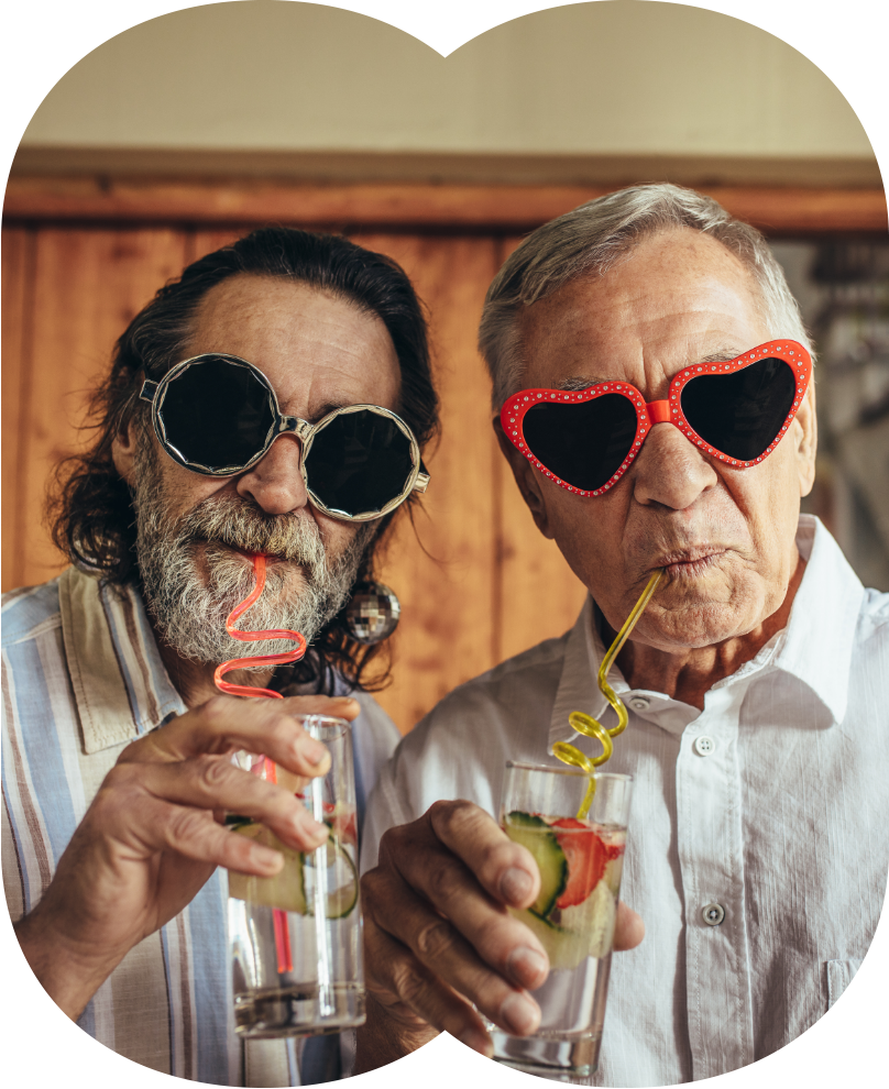 two bloomers having a cocktail