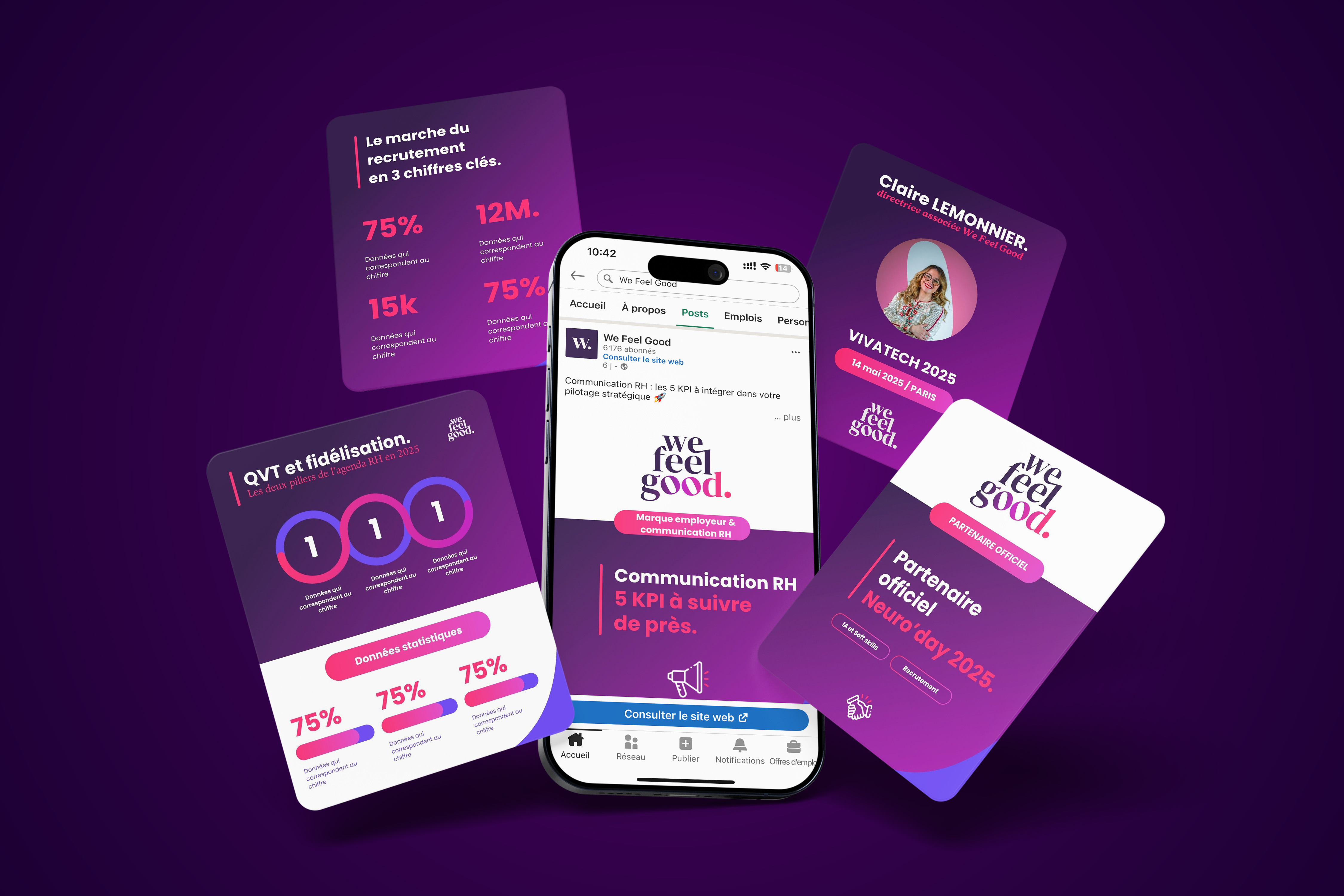 Visuel des post réseaux sociaux We Feel Good en mockup.