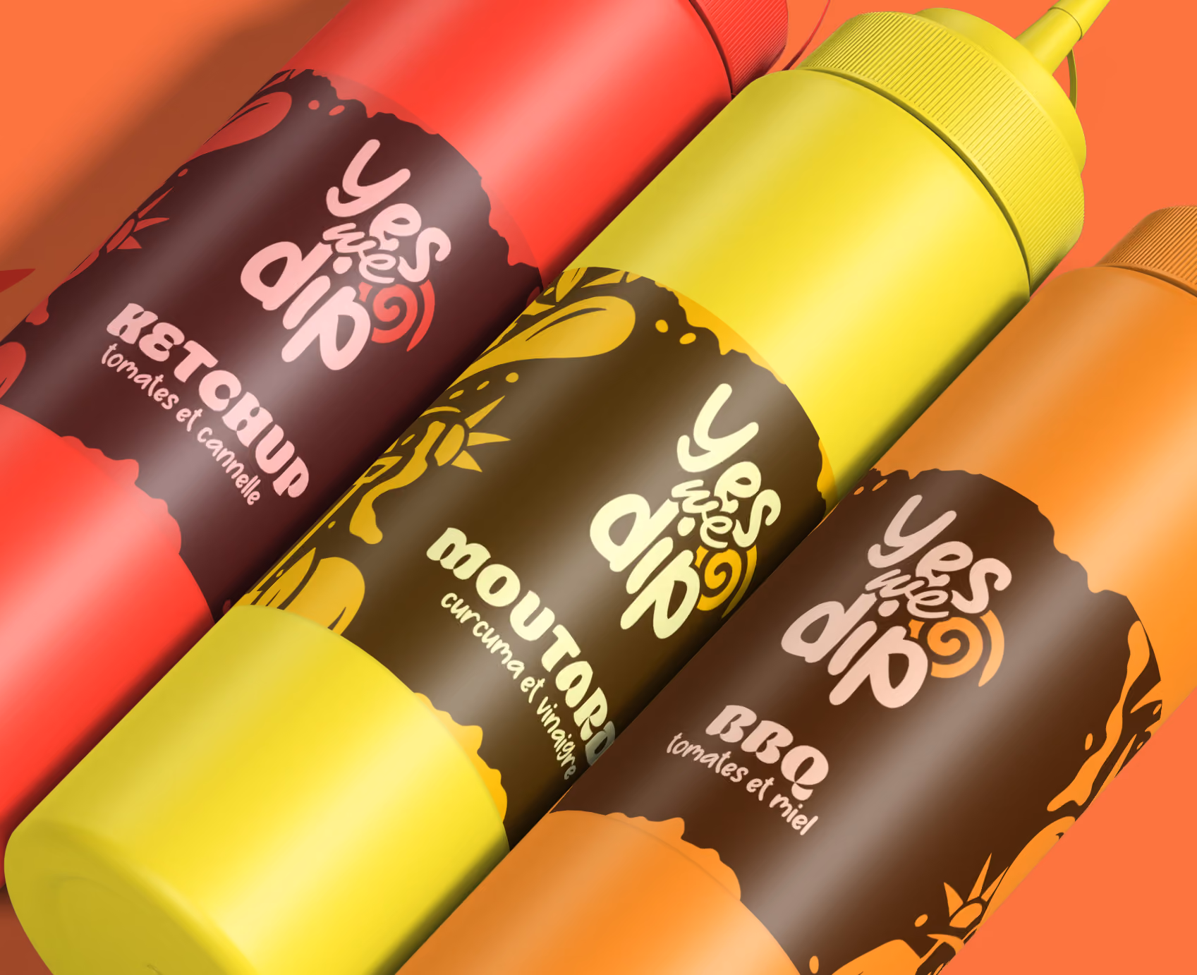 Visuel du packaging grand format des sauces Yes We Dip.