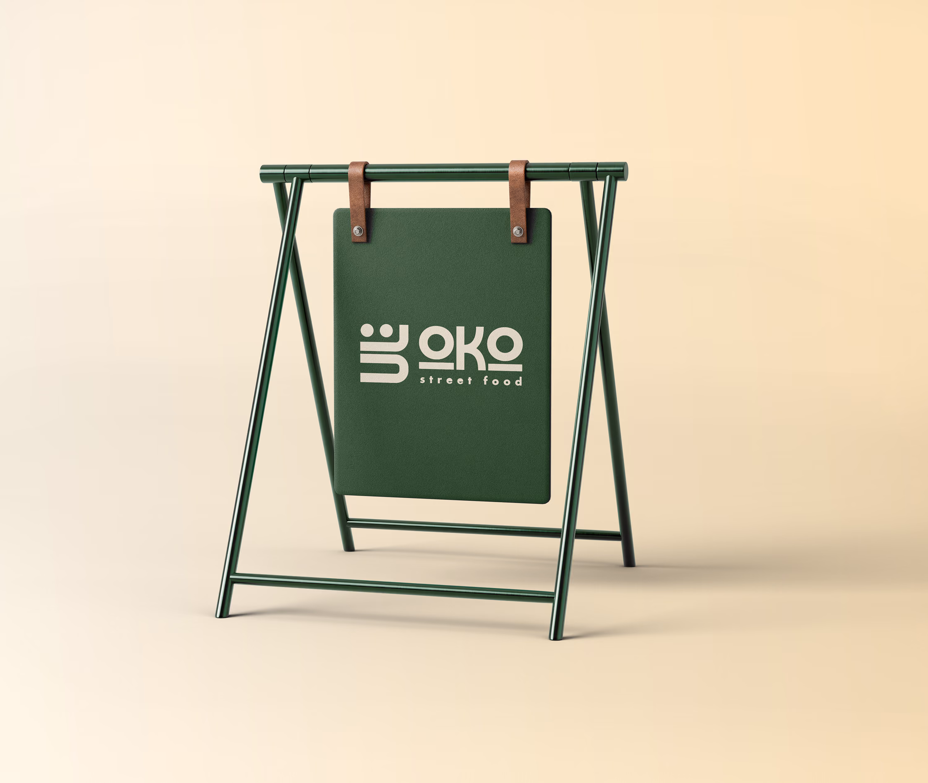 Mockup d'un PLV dans l'univers d'Oko café.
