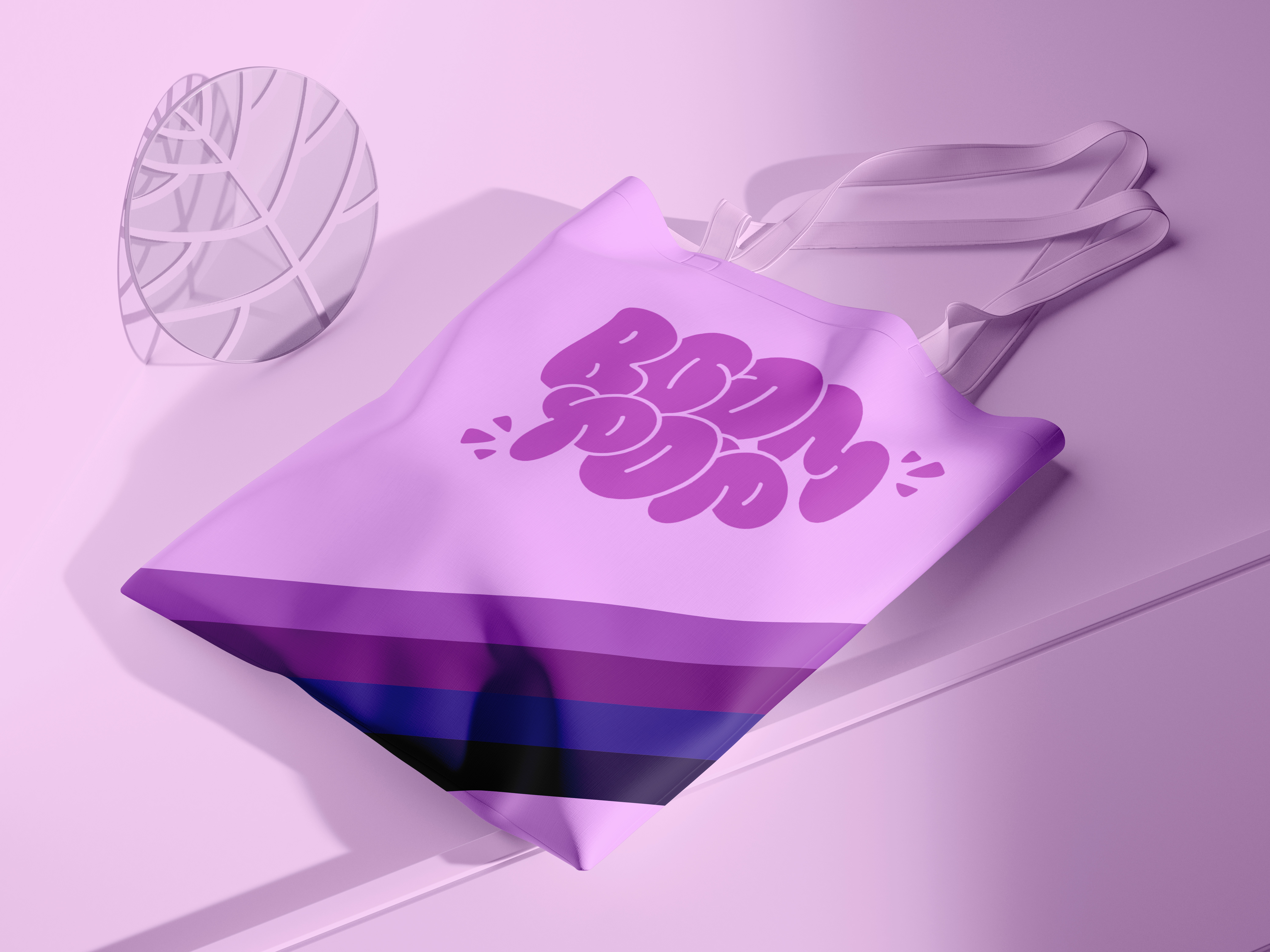 Photo d'un tote bag pour la studio Boom Pop.