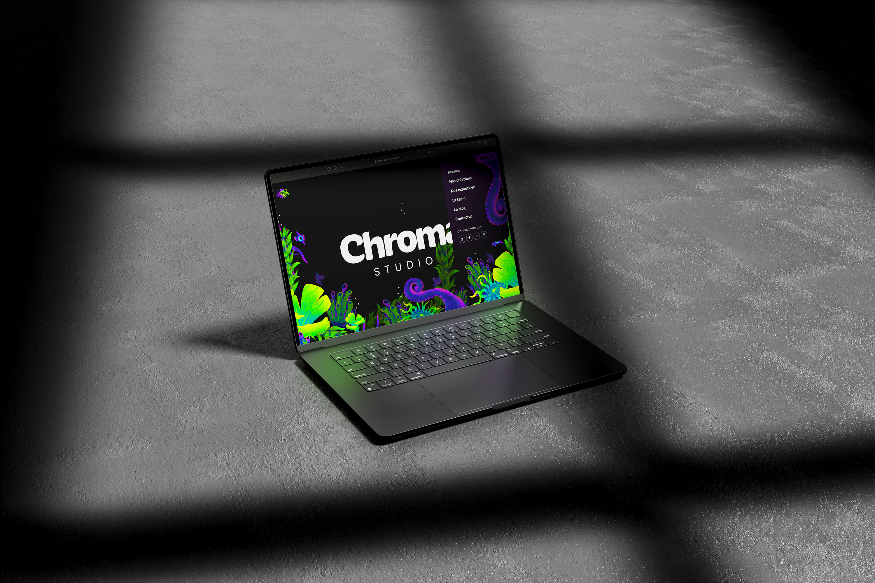 Visuel d'un ordinateur affichant le site Chroma Studio.