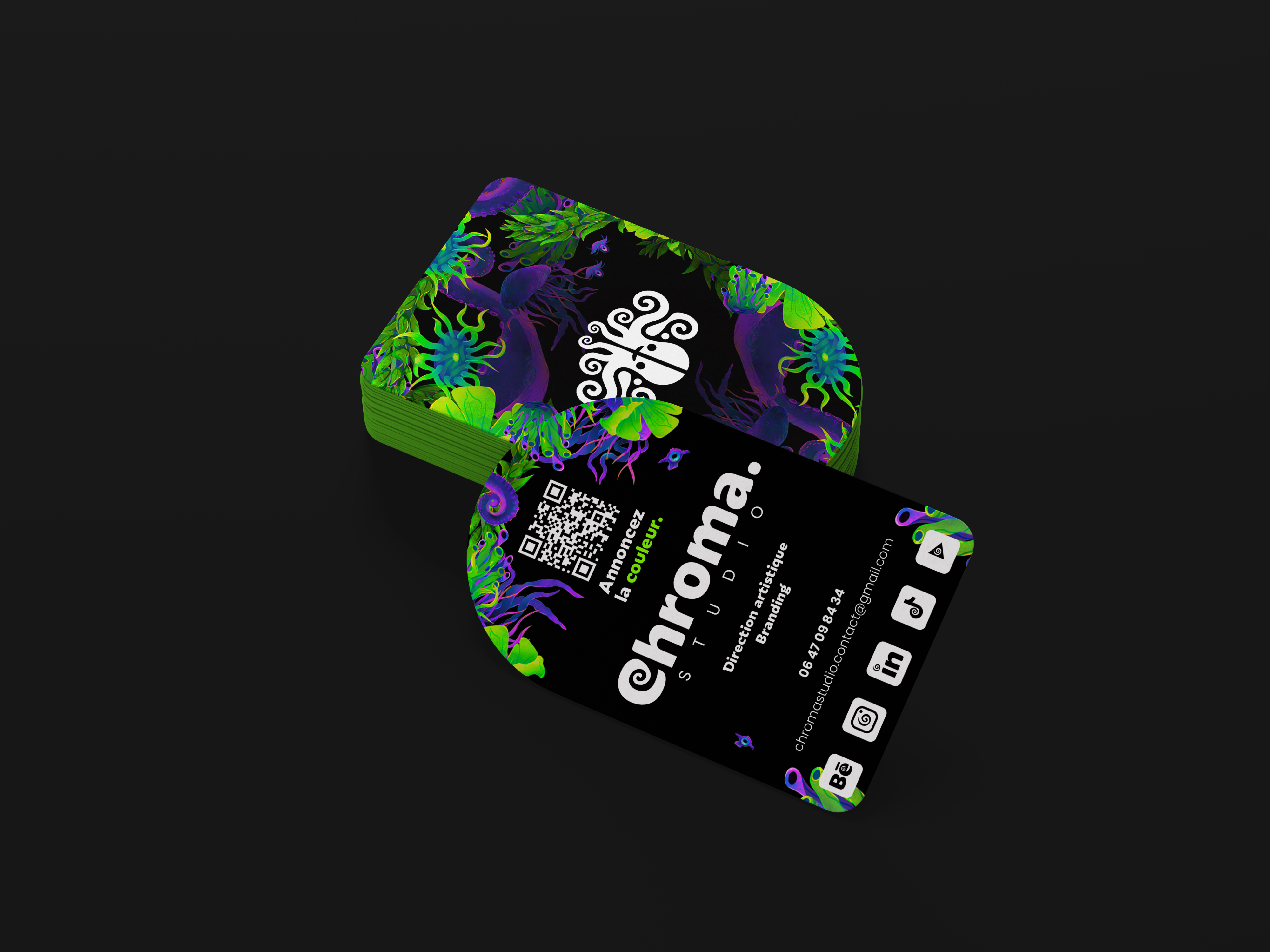 Visuel des cartes de visite Chroma Studio.