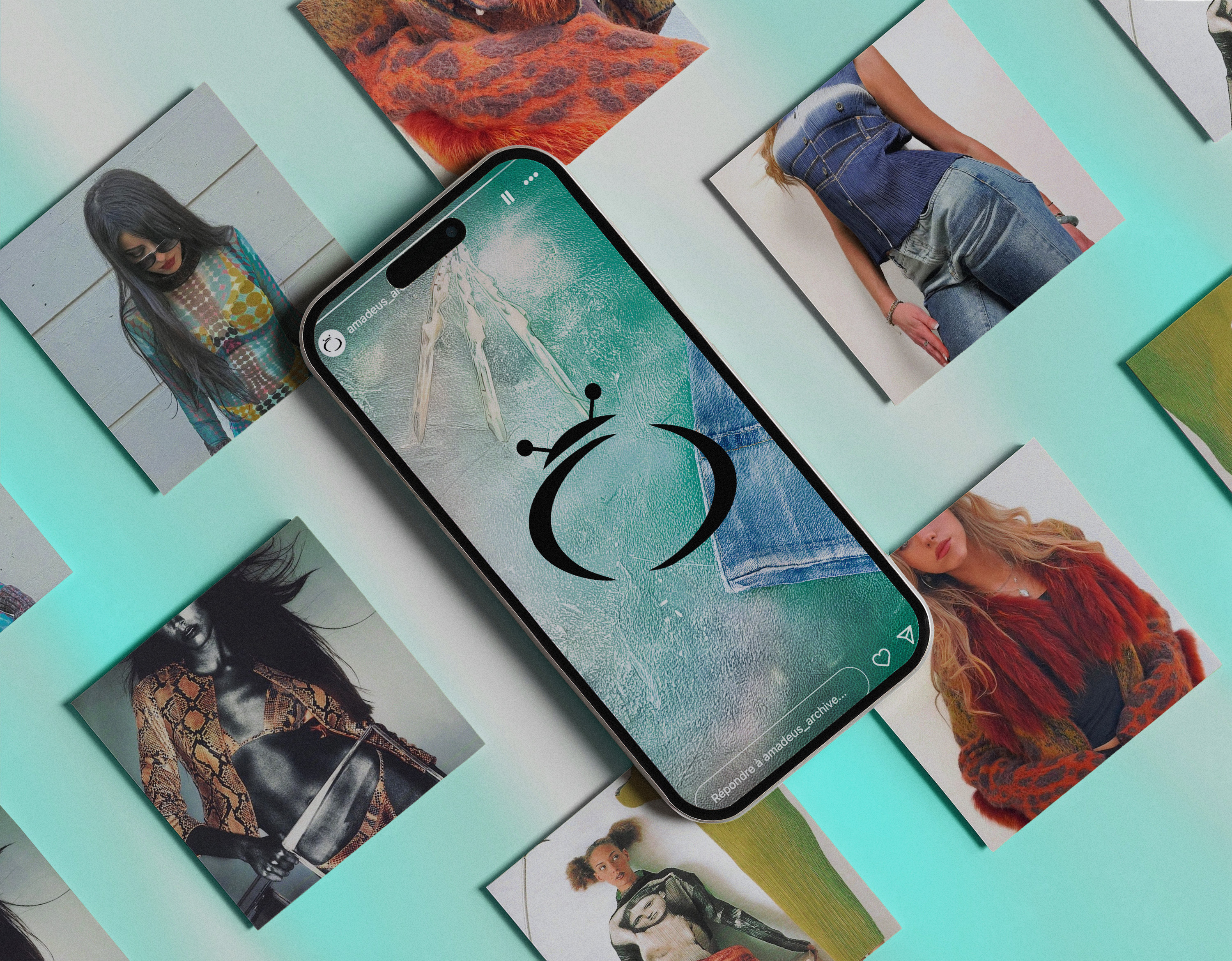 Mockups des réseaux sociaux d'Amadeus sur Instagram.
