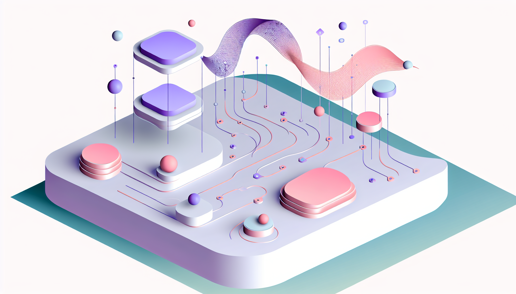 Abstract illustration of measuring AI support quality using connected nodes and flowing orbs