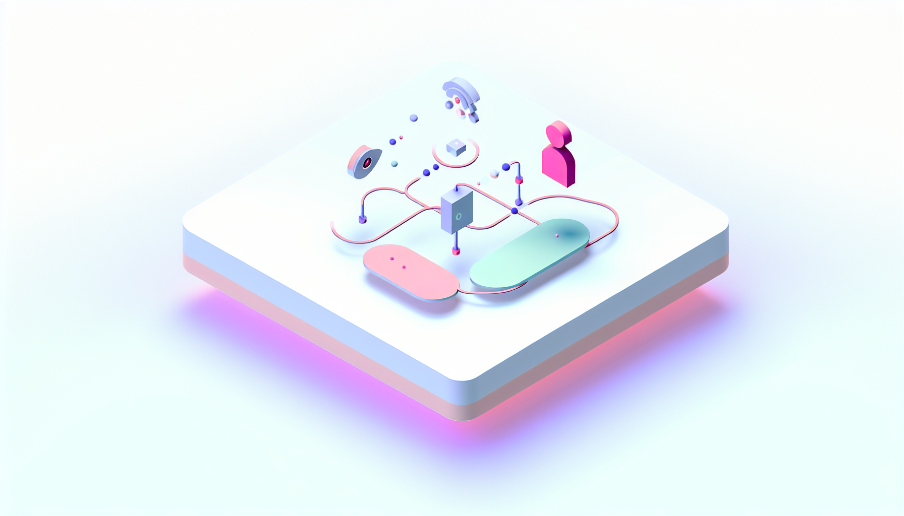 Abstract isometric illustration representing AI chatbot recovery strategies for SaaS support.