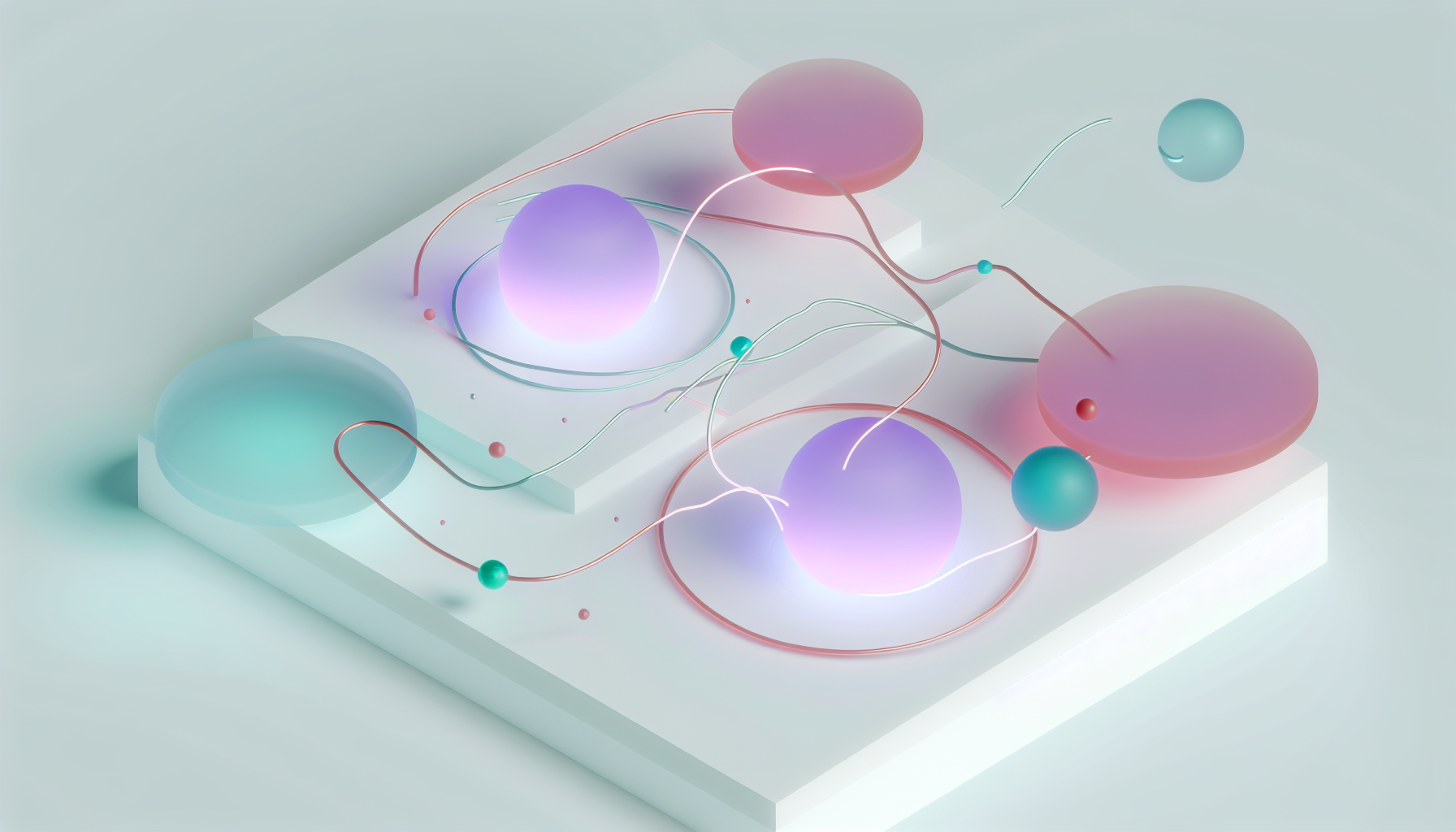 AI coding and cybersecurity represented by abstract glowing orbs and flowing lines.