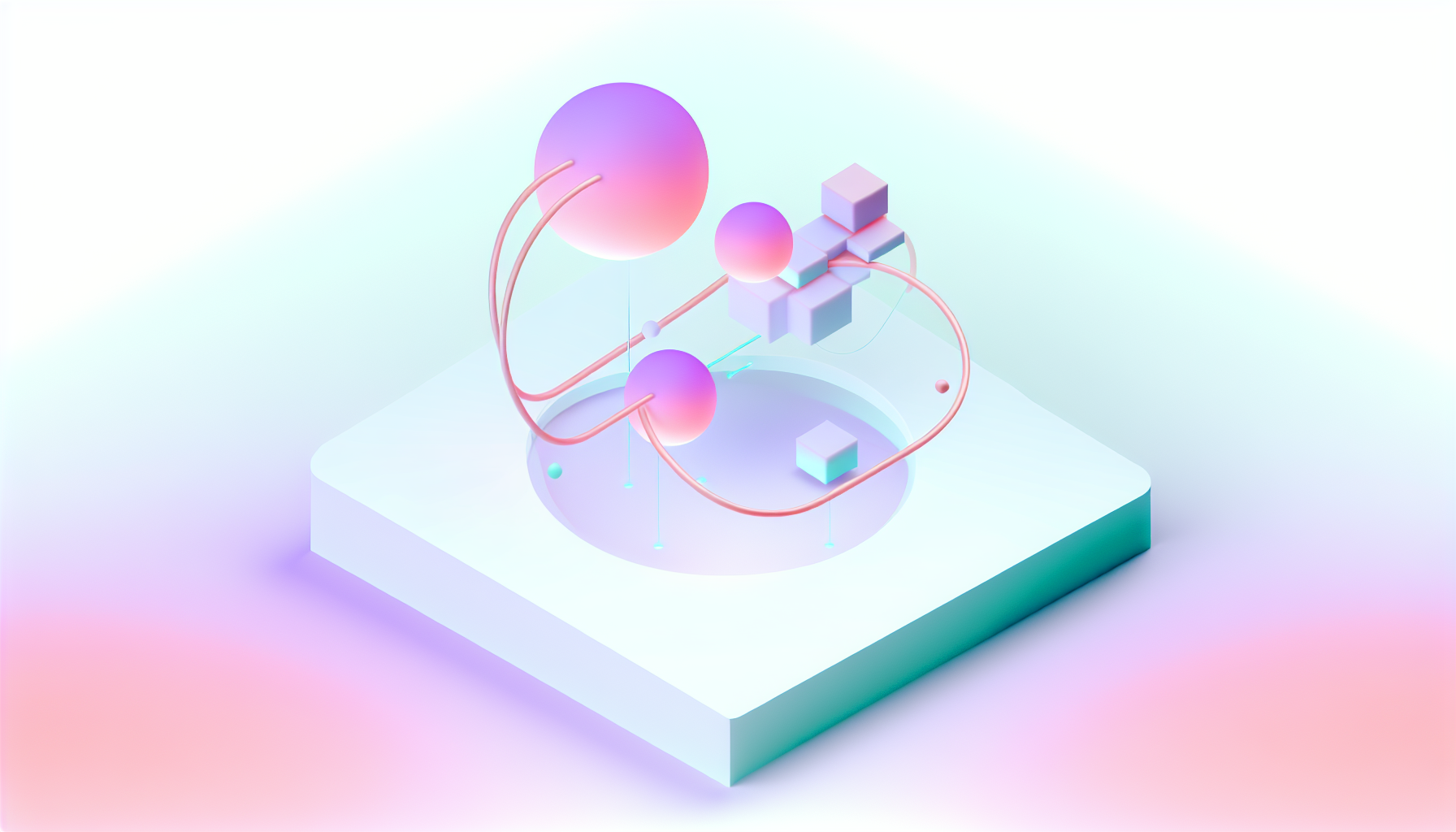 AI customer support concept with abstract geometric shapes.