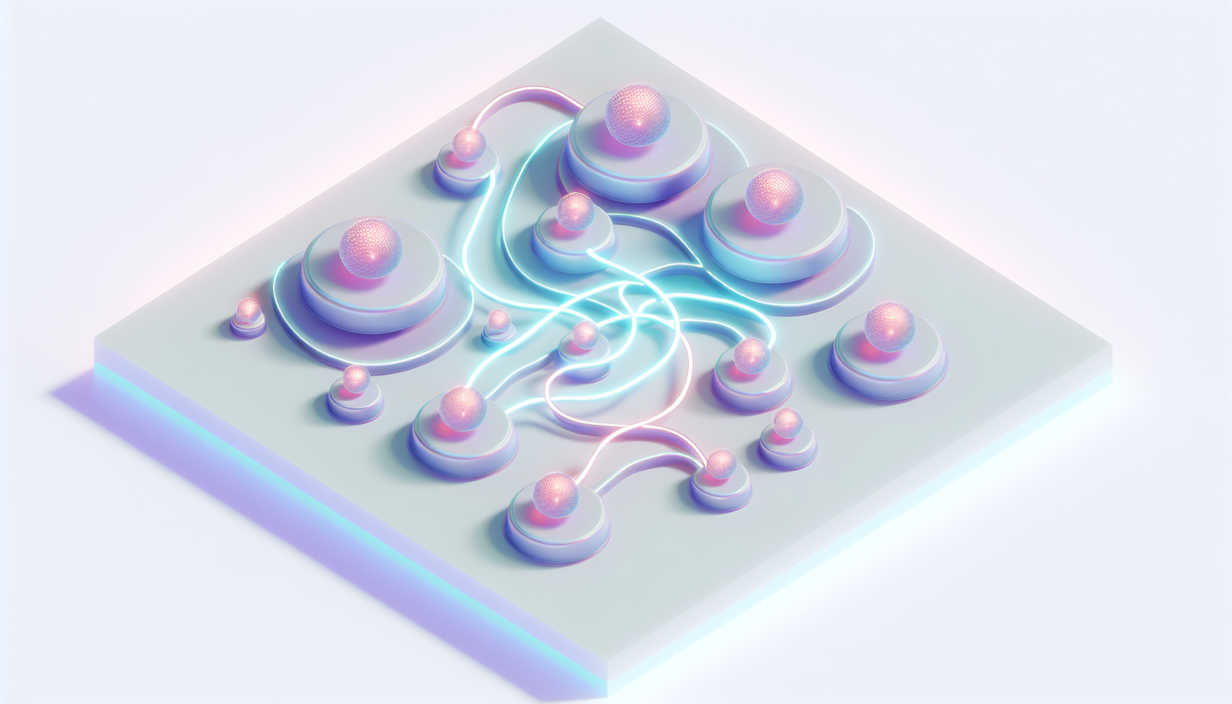 AI chatbots enhancing customer support efficiency with connected glowing orbs.